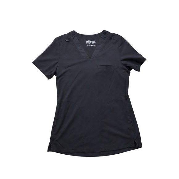 Sweaters - Maevn Focus Women's Black Banded V Neck Contrast Knit Scrub Top Medical XS